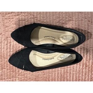 Massini Amelia Black Pointed Toe Flats Memory Foam Comfort Shoes Womens Size 8